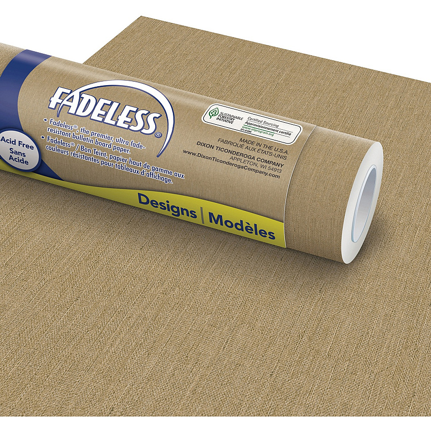 Fadeless Bulletin Board Paper Rolls Bulletin Board, Classroom, Fun and Learning, File Cabinet, Door, Display, Paper Sculpture, Table Skirting, Party, Home Project, Office Project, ... - 48" Width x 50 ft Length - 50 lb Basis Weight - Natural Bu (P0057395)