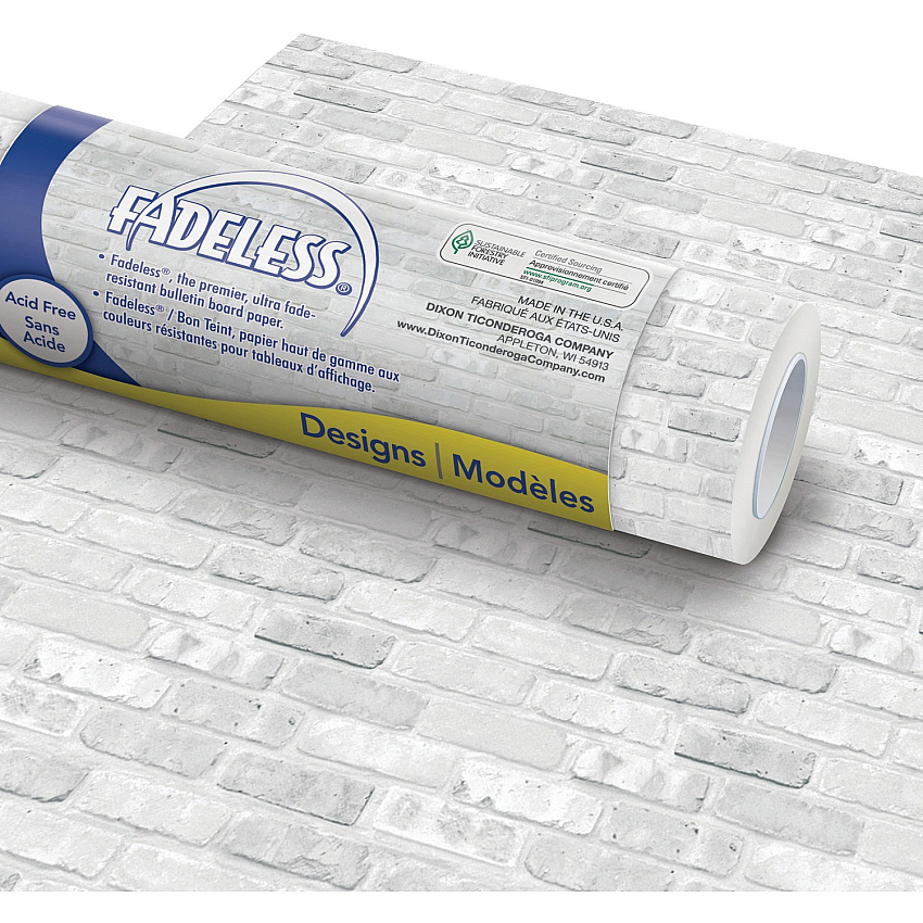 Fadeless Bulletin Board Paper Rolls Bulletin Board, Classroom, Fun and Learning, File Cabinet, Door, Display, Paper Sculpture, Table Skirting, Party, Home Project, Office Project, ... - 48" Width x 50 ft Length - 50 lb Basis Weight - White - 1  (P0056905)
