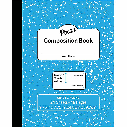 Pacon Composition Book 24 Sheets - 48 Pages - 9.8" Width x 7.5" Depth - Blue Marble Cover - Durable Cover, Soft Cover - 1 Each (PMMK37138)