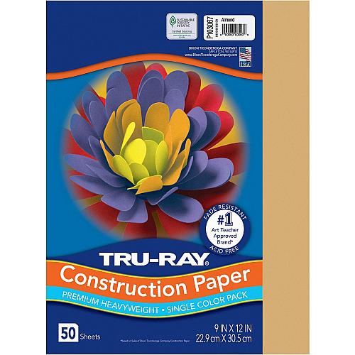 Tru-Ray Construction Paper Art Project, Craft Project - 9" Width x 12" Length - 76 lb Basis Weight - Almond - Fiber, Sulphite - 50 / Pack (P103067)