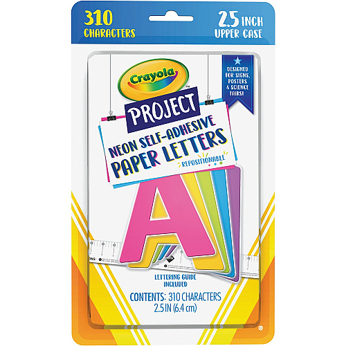 Crayola Self-Adhesive Paper Letters Self-adhesive - Assorted Neon - Paper - 310 / Pack (P1647CRA)