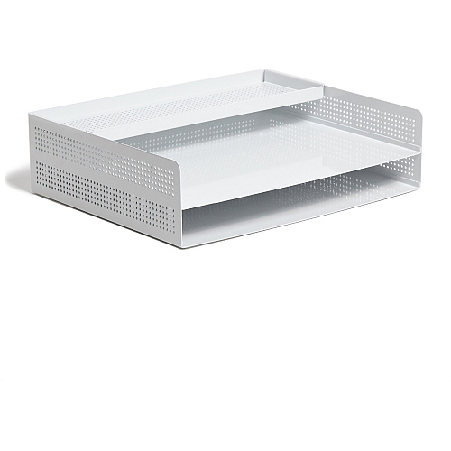 U Brands Perforated Paper Tray 3.30" Height x 12.10" Width x 9.50" Depth - Durable - White - Metal - 1 Each (5718U0106)