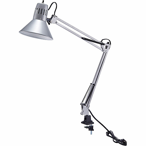 Bostitch Swing Arm Desk Lamp with Clamp, Silver 36" Height - 9 W LED Bulb - Adjustable Arm, Durable, Flicker-free, Glare-free Light, Flexible Arm - 700 lm Lumens - Metal - Desk Mountable, Surface Mount - Silver - for Office, Classroom, Dorm, H (VLF100SLV)