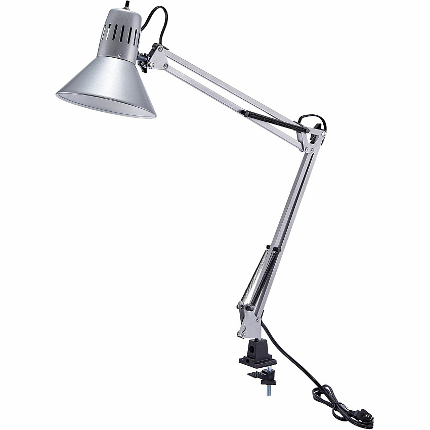 Bostitch Swing Arm Desk Lamp with Clamp, Silver 36" Height - 9 W LED Bulb - Adjustable Arm, Durable, Flicker-free, Glare-free Light, Flexible Arm - 700 lm Lumens - Metal - Desk Mountable, Surface Mount - Silver - for Office, Classroom, Dorm, H (VLF100SLV)