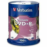 Verbatim DVD Recordable Media - DVD+R - 16x - 4.70 GB - 100 / Pack - Retail - White 120mm - Printable (95145)
