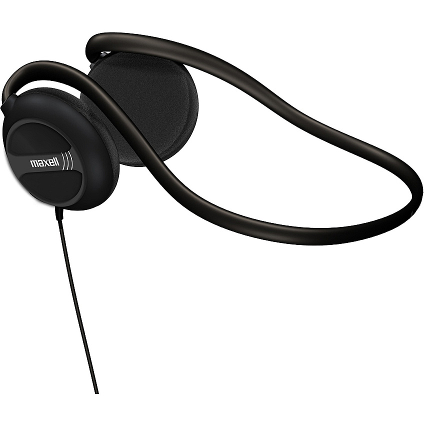 Maxell Stereo Neckbands Stereo - Black - Mini-phone (3.5mm) - Wired - 32 Ohm - 16 Hz 24 kHz - Nickel Plated Connector - Behind-the-neck - Binaural - Ear-cup - 1 (190316)