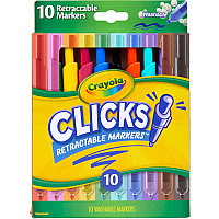 Crayola Marker 4 mm Chisel, Conical Marker Point - Retractable - Washable - Assorted Ink - Water Based - Assorted Plastic Barrel - 10 / Pack (588370)