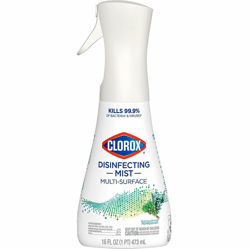 Clorox Disinfecting, Sanitizing, and Antibacterial Mist 16 fl oz (0.5 quart) - Eucalyptus Peppermint Scent - Non-aerosol, Bleach-free - White - 1 Each (60152)