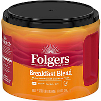 Folgers&reg; Ground Breakfast Blend Coffee Mild - 22.6 oz Per Canister - Ground - Breakfast Blend - 1 Each (30440)