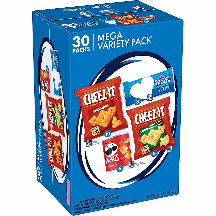 Kellogg's Snacks Mega Variety Pack Assorted - 1.88 lb - 30 / Box (00149)