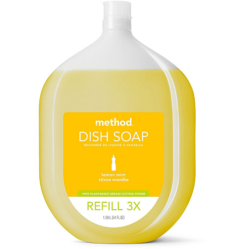 Method&reg; Dish Soap Refill Tub, Lemon Mint Scent, 54-oz. Tub 54 fl oz (1.7 quart) - Lemon Mint Scent - Green - 1 Each (328100)