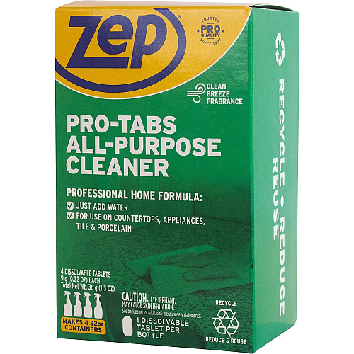 Zep Pro-Tabs All-Purpose Cleaner Tablets Concentrate Tablet - 32 oz (2 lb) - 4 / Box - Green (ZUAPCTAB)