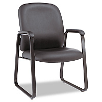 Alera Genaro Bonded Leather High-Back Guest Chair, 24.60" x 24.80" x 36.61", Black Seat, Black Back, Black Base (ALEGE43LS10B)