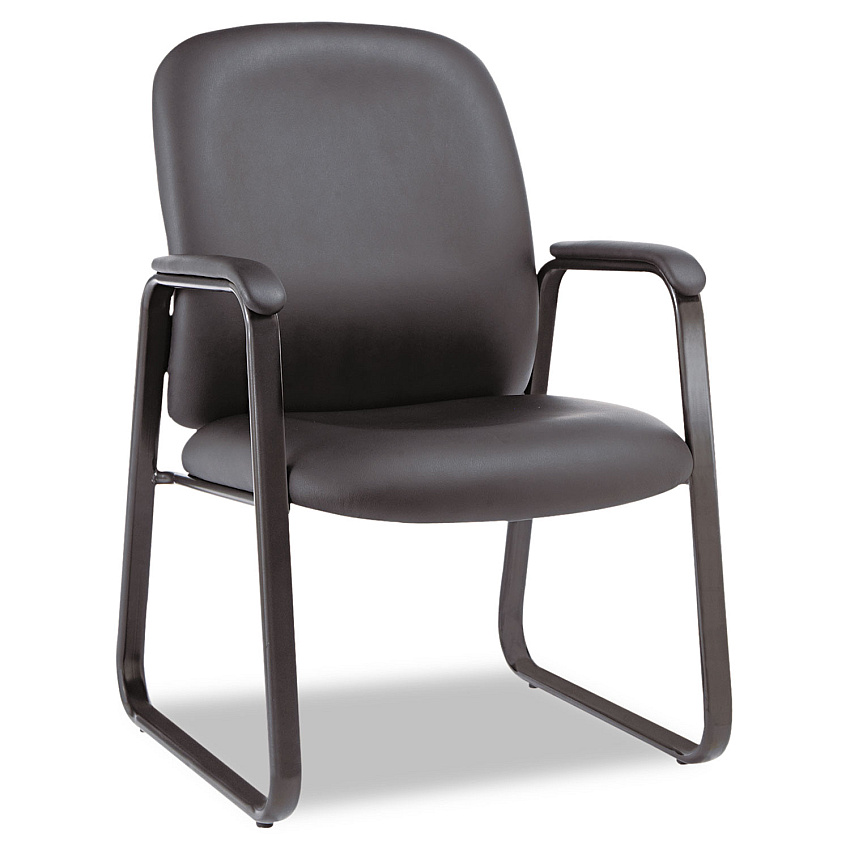 Alera Genaro Bonded Leather High-Back Guest Chair, 24.60" x 24.80" x 36.61", Black Seat, Black Back, Black Base (ALEGE43LS10B)