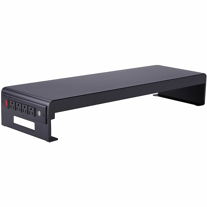 Rocelco Dual Monitor Stand AC-USB 4.75" Height x 30" Width x 9" Depth - Black - For Monitor, Keyboard, Mouse - Cable Management, Electrical Outlet, USB Charging Port, Comfortable, Ergonomic (RDMS)