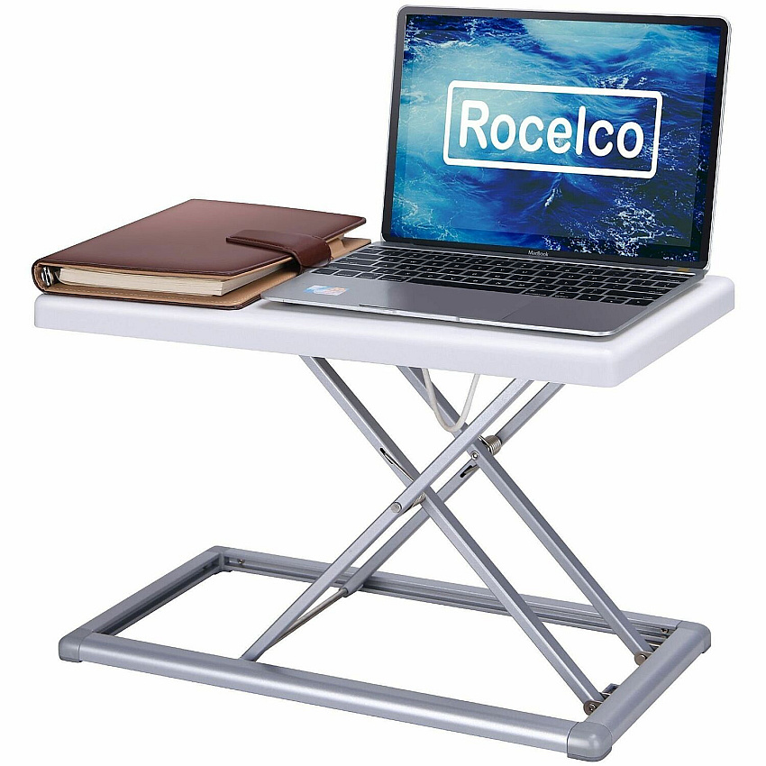 Rocelco PDR Portable Desk Riser 11 lb Load Capacity - Desktop - White - For Notebook, Mouse, Presentation, Hotel, Dorm Room, Boardroom, Travel - Portable, Compact, Foldable, Lightweight, Sit-stand, Adjustable - 1 Each (RPDRW)
