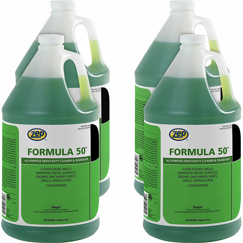 Zep Commercial Formula 50 Heavy-duty Cleaner/Degreaser 128 fl oz (4 quart) - Heavy Duty, Water Based, Water Softening, Water Soluble, Petroleum Free, Caustic-free, Phosphate-free, Non-toxic - Blue Green - 4 / Box (85924)