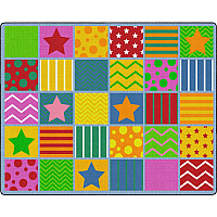 Flagship Carpets Silly Seating Classroom Rug 10.60 ft Length x 13.20 ft Width - Rectangle - Primary - Nylon - 1 Each (FE33158A)