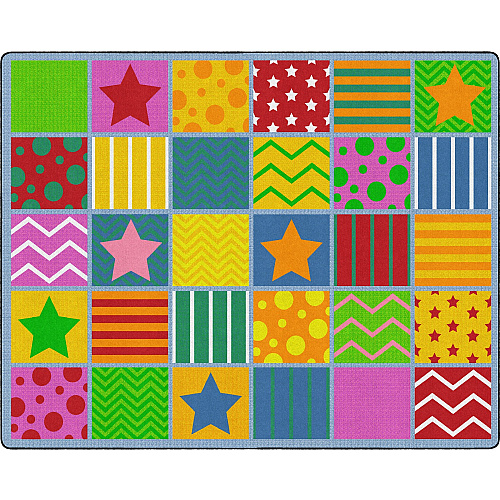 Flagship Carpets Silly Seating Classroom Rug 10.60 ft Length x 13.20 ft Width - Rectangle - Primary - Nylon - 1 Each (FE33158A)