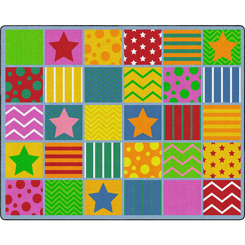 Flagship Carpets Silly Seating Classroom Rug 10.60 ft Length x 13.20 ft Width - Rectangle - Primary - Nylon - 1 Each (FE33158A)