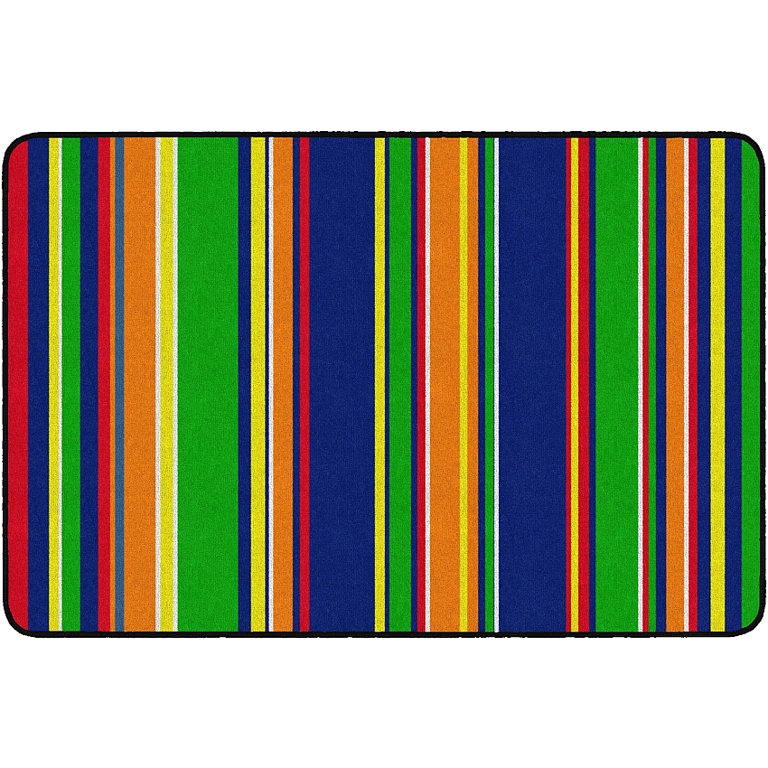 Flagship Carpets Basics Stripes Classroom Rug 48" Length x 72" Width - Rectangle - Primary - Nylon - 1 Each (FE40722A)