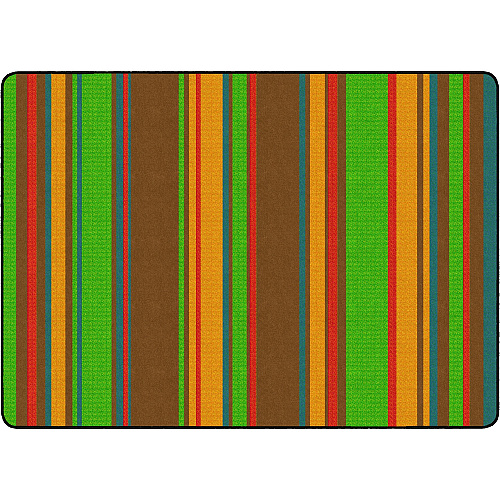 Flagship Carpets Basics Stripes Classroom Rug 72" Length x 100.80" Width - Rectangle - Muted - Nylon - 1 Each (FE40832A)