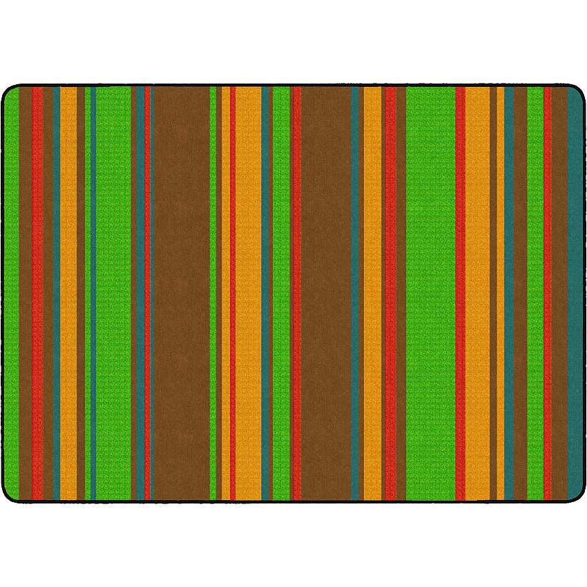 Flagship Carpets Basics Stripes Classroom Rug 72" Length x 100.80" Width - Rectangle - Muted - Nylon - 1 Each (FE40832A)