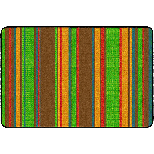 Flagship Carpets Basics Stripes Classroom Rug 48" Length x 72" Width - Rectangle - Muted - Nylon - 1 Each (FE40822A)