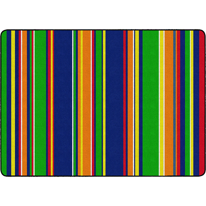 Flagship Carpets Basics Stripes Classroom Rug 72" Length x 100.80" Width - Rectangle - Primary - Nylon - 1 Each (FE40732A)