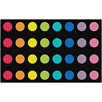 Flagship Carpets Schoolgirl Style Rainbow Dots Rug 91.20" Length x 12 ft Width - Rectangle - Primary - 1 Each (CA212844SG)