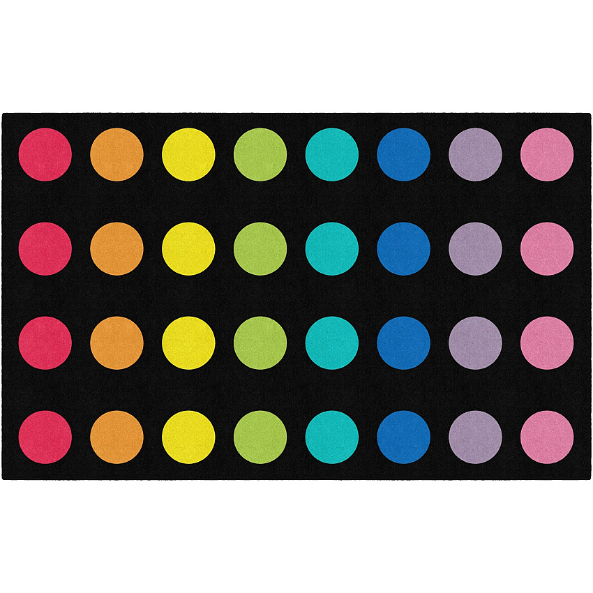 Flagship Carpets Schoolgirl Style Rainbow Dots Rug 91.20" Length x 12 ft Width - Rectangle - Primary - 1 Each (CA212844SG)
