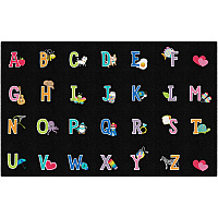 Flagship Carpets Schoolgirl Alphabet Pictures Rug 91.20" Length x 12 ft Width - Rectangle - Primary - 1 Each (CA218144SG)