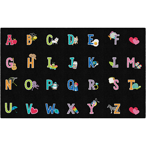 Flagship Carpets Schoolgirl Alphabet Pictures Rug 91.20" Length x 12 ft Width - Rectangle - Primary - 1 Each (CA218144SG)
