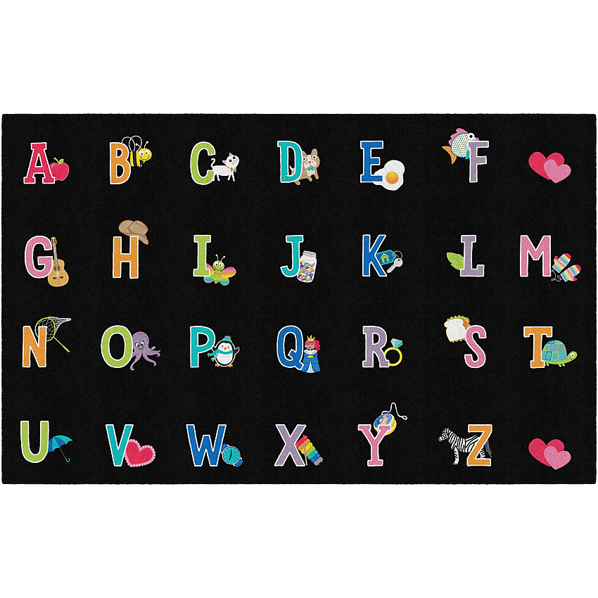 Flagship Carpets Schoolgirl Alphabet Pictures Rug 91.20" Length x 12 ft Width - Rectangle - Primary - 1 Each (CA218144SG)