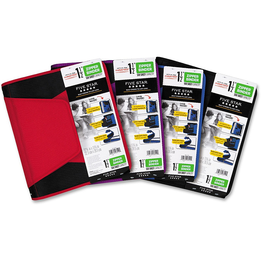 Mead Zipper Binder 500 Sheet Capacity - 3 Ring(s) - Fastener(s): Ring - Pocket(s): 3 - Multi-colored - Zipper Closure, Wear Resistant, Tear Resistant, Durable, Expandable - 1 Each (28012)