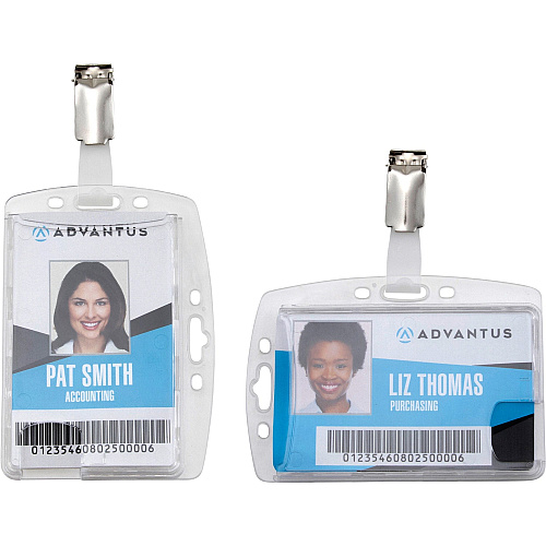 Advantus Plastic ID Card Holders Horizontal/Vertical - Plastic - Clear - Rotating Clip - 25 / Pack (76130)