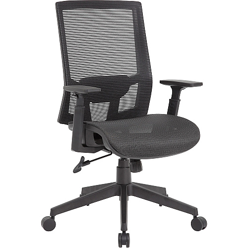 Boss Mesh Task Chair Black Seat Color - Black Back Color - Black Frame Color - 5-star Base - Mesh - Armrest - 1 Each (B6044)