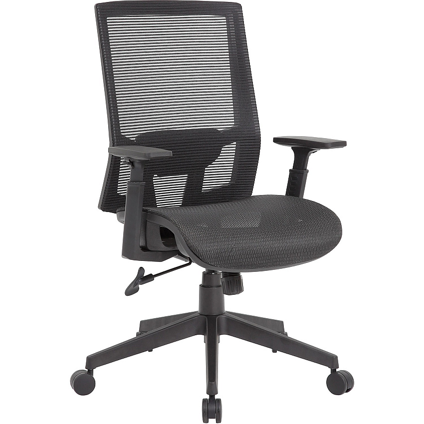 Boss Mesh Task Chair Black Seat Color - Black Back Color - Black Frame Color - 5-star Base - Mesh - Armrest - 1 Each (B6044)