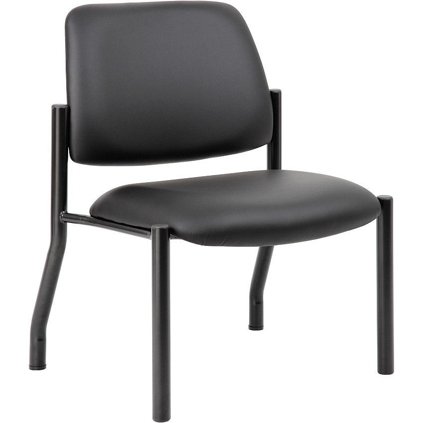 Boss Mid-Back Guest Chair Black Seat Color - Vinyl Seat Material - Black Back Color - Vinyl Back Material - Black Frame Color - Tubular Steel Frame Material - Mid Back - Four-legged Base - 1 Each (B9595AMBK400)