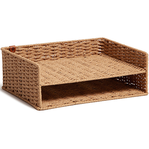 U Brands Woven Paper Tray 12.60" Height x 9.70" Width x 4.60" Depth - Sturdy - Brown - 1 Each (6085U0106)