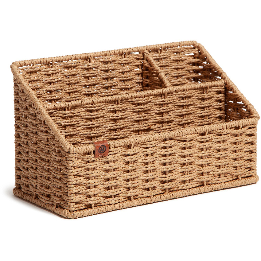 U Brands Woven All-In-One Desk Organizer 3 Compartment(s) - 5.70" Height x 10.20" Width x 4.90" Depth - Sturdy - Brown - 1 Each (6086U0104)
