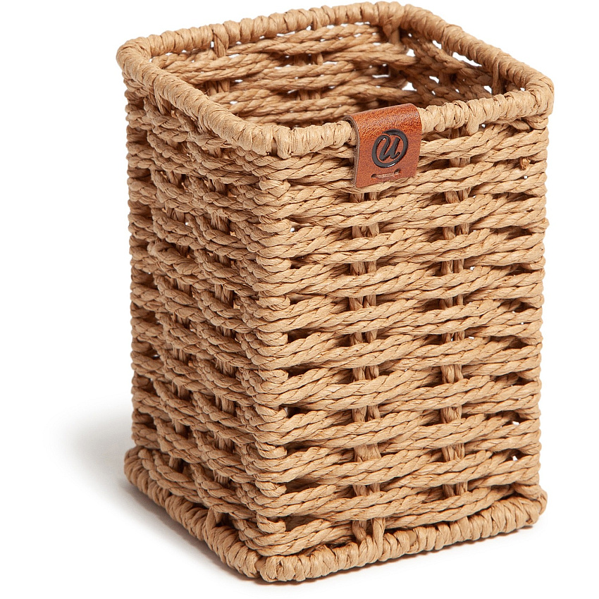 U Brands Woven Pencil Cup 4.2" Height x 3.2" Width x 3.2" Depth - Sturdy - Brown - 1 Each (6087U0116)