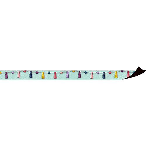 Teacher Created Resources Magnetic Board Border Magnetic - Pom-Poms and Tassels - Durable, Reusable - 1.50" Depth x 24" Length - Multi - 12 / Pack (77568)