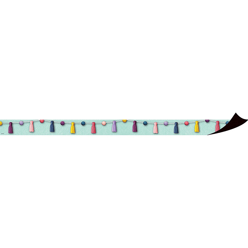Teacher Created Resources Magnetic Board Border Magnetic - Pom-Poms and Tassels - Durable, Reusable - 1.50" Depth x 24" Length - Multi - 12 / Pack (77568)
