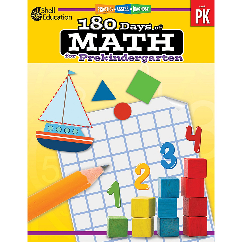 Shell Education 180 Days of Math for Prekindergarten Printed Book Book - Grade Pre-K - English - 1 Each (127443)