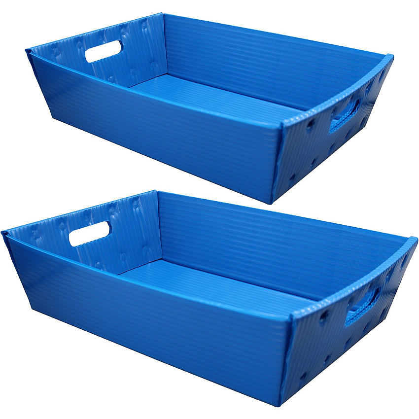 Flipside Products Flipside Plastic Welded Letter Trays 4.50" Height x 18" Width x 12" Depth - Welded, Handle, Compact, Stackable, Storage Space, Durable - Blue - Plastic - 2 / Pack (40361)