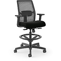 HON Ignition ReActiv Low-Back Task Stool Black Foam Seat - Black Frame - Low Back - 5-star Base - Armrest - 1 Each (I1RA1A0U10AT)