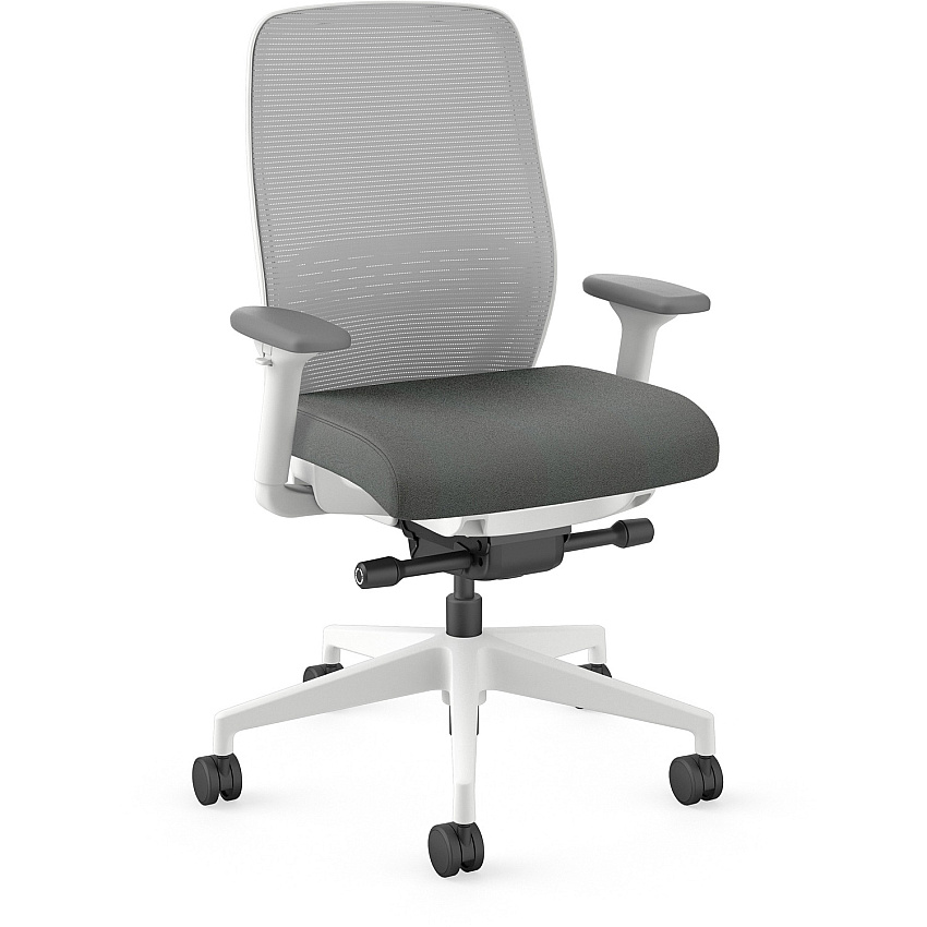 HON Nucleus Recharge Task Chair Iron Ore Seat Color - Fabric Seat Material - Fog Back Color - Designer White Frame Color - Armrest - 1 Each (NR12SAFC19DW)