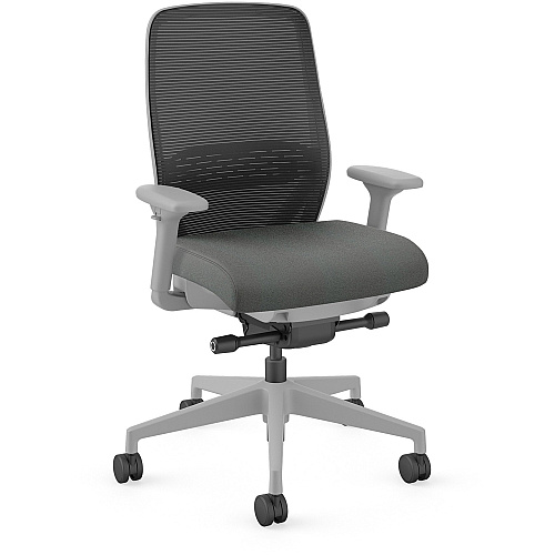 HON Nucleus Task Chair KD Black Seat Color - Fabric Seat Material - Black Back Color - Titanium Frame Color - Armrest - 1 Each (NR12SAMC19BI)
