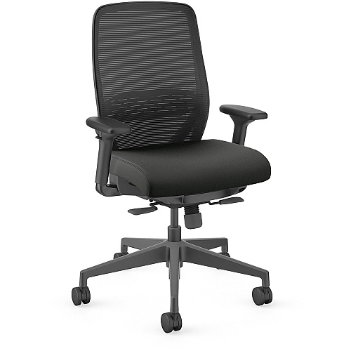 HON Nucleus Task Chair KD Black Seat Color - Vinyl Seat Material - Black Back Color - Armrest - 1 Each (NR11SAMU10BT)
